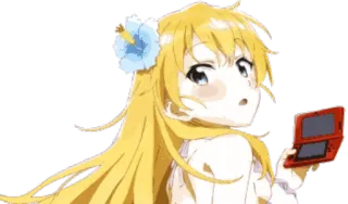 🙃 Anime, Chica, Rubia, Videojuego, Linda, Dibujo animado telegram sticker