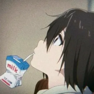 🍭 milk Anime, Bebiendo, Leche, Bebida, Dibujo animado telegram sticker