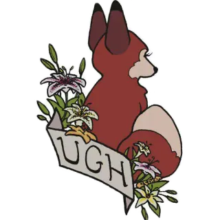 😕 UGH lis, ugh, kwiaty, naklejka, zwierzę, słodki, ilustracja telegram sticker