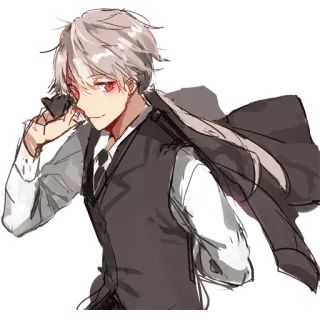 😊 Anime, Anime Junge, Junge, Weste, Graue Haare telegram sticker