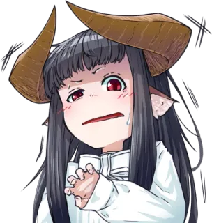 😨 アニメ, 悪魔, 角, 泣く, 悲しい, 女の子 telegram sticker
