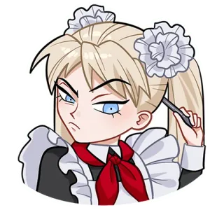 🤔 Anime, Maid, Manga, Dibujos animados, Personaje, Pelo rubio, Ojos azules telegram sticker