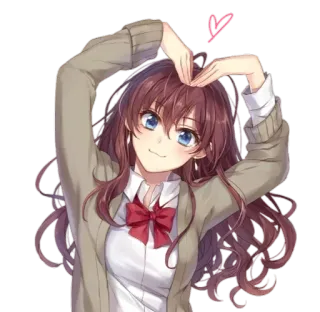 ♥️ Garota anime, Gesto de coração, Bonito, Kawaii, Uniforme escolar, Desenho animado telegram sticker