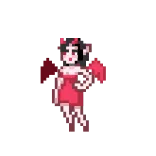 😈 ác quỷ, pixel art, quỷ dữ, đỏ, nữ, đôi cánh, anime telegram sticker