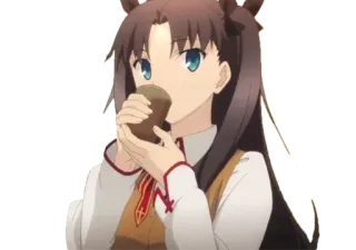 🥛 Rin Tohsaka Fate/stay night anime, girl, drinking, fate, cute, rin tohsaka telegram sticker