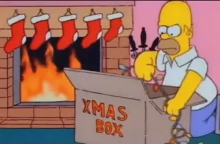 📦 Homer Simpson The Simpsons XMAS BOX 심슨 가족, 크리스마스, 호머 심슨, 만화, 크리스마스, 휴일 telegram sticker