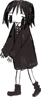 😞 Anime, traurig, Mädchen, Schwarzweiß, Charakter telegram sticker