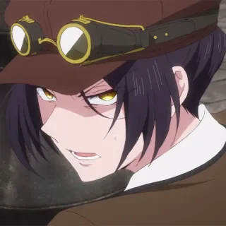 🩸 anime, character, angry, goggles, hat whatsapp sticker