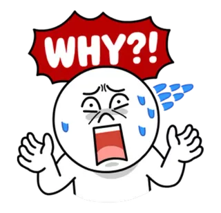 ⁉ WHY?! вопрос, эмоция, шок, стикер, выражение, мультфильм telegram sticker