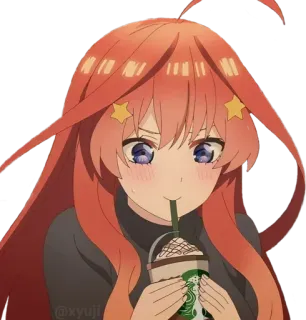 🧋 Anime, Cartone animato, Ragazza, Bevanda, Stella, Carino telegram sticker