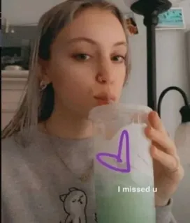 💚 I missed u Getränk, Herz, Ich vermisse dich, Person telegram sticker
