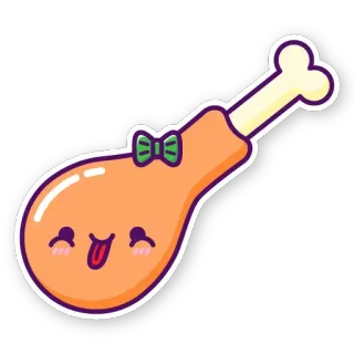 🍗 kawaii, frango, comida, fofo, desenho animado telegram sticker