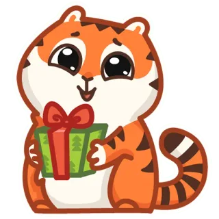 🎁 tiger, cartoon, animal, gift, cute, present, holiday telegram sticker
