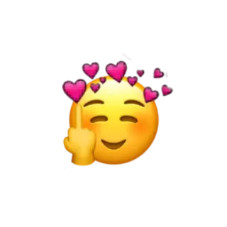 🖕 Emoji, Stinkefinger, Beleidigend, Herzen, Geste, Gelb telegram sticker
