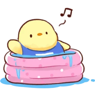 🏊‍♀️ ลูกไก่, สระว่ายน้ำ, น่ารัก, การ์ตูน, สัตว์, คาวาอิ telegram sticker