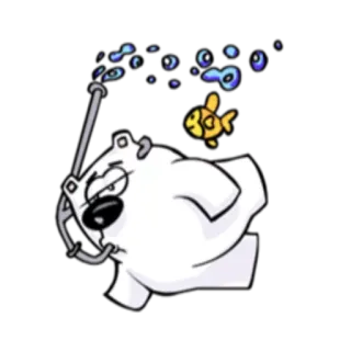 🏝 белый медведь, подводное плавание, мультфильм, рыба, под водой telegram sticker