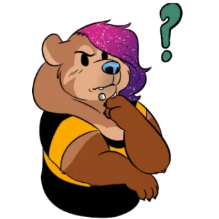 🤔 urso, desenho animado, personagem, ponto de interrogação, pensando, fofo, peludo telegram sticker