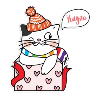 🎁 Угадай cat, rainbow, scarf, winter, cute, animal, sticker telegram sticker