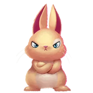 😠 토끼, 토끼, 화난, 만화, 동물, 귀여운, 털복숭이 telegram sticker