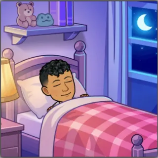 😴 นอน, กลางคืน, ห้องนอน, เตียง, พระจันทร์ telegram sticker