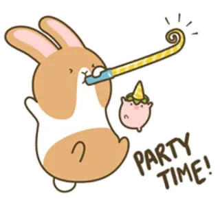 🥳 PARTY TIME! party, celebration, rabbit, animal, cute, fun telegram sticker