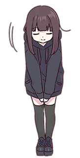 😌 anime girl, hoodie, kawaii, cute, sticker, cartoon telegram sticker