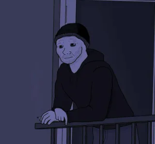 🚬 wojak, doomer, cigarette, lonely, depressed, night telegram sticker