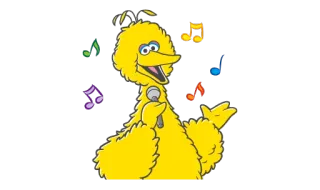 🎤 Big Bird Sesame Street บิ๊กเบิร์ด, เซซามีสตรีท, นกสีเหลือง, ตัวการ์ตูน, ดนตรี, ร้องเพลง telegram sticker