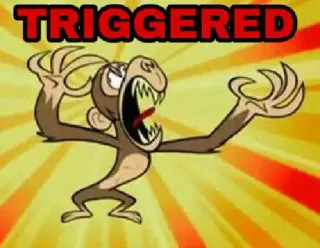 😡 TRIGGERED злой, обезьяна, мультфильм, триггер, мем telegram sticker