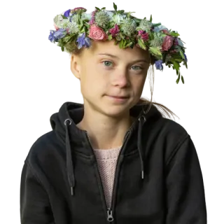 ♻️ Greta Thunberg Greta Thunberg, climate activist, flower crown, teen activist, environmentalism telegram sticker