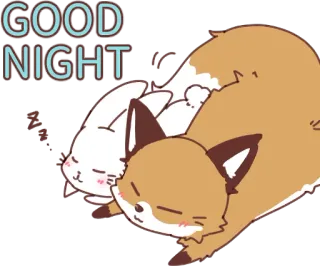 😴 GOOD
NIGHT buenas noches, durmiendo, animales, zorro, conejo, lindo, dibujos animados whatsapp sticker