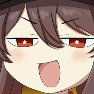 😆 Hu Tao Genshin Impact Аниме, Игра, Genshin Impact, Ху Тао, Смешное лицо, Самодовольный whatsapp sticker