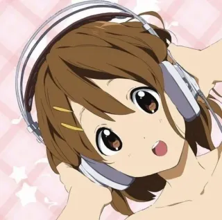 🎧 Yui Hirasawa K-On! Anime, Fofo, Música, Fones de ouvido, Desenho animado, Garota telegram sticker