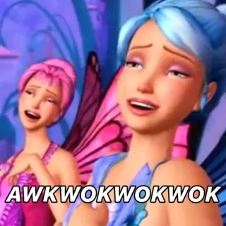 🤮 AWKWOKWOKWOKWOK Barbie, Wróżka, Kreskówka, Mem telegram sticker