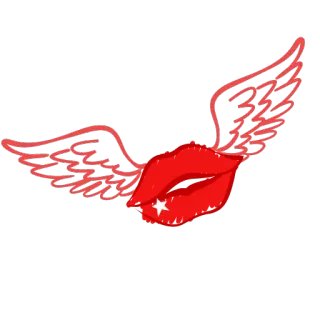 💋 usta, skrzydła, czerwony, gwiazda, pocałunek, naklejka whatsapp sticker