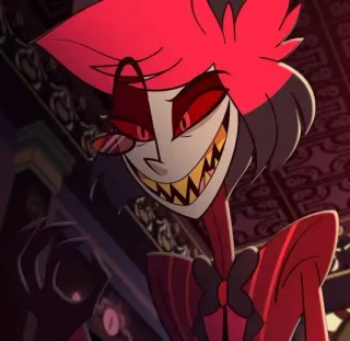 🍾 Alastor Hazbin Hotel demon, zły, kreskówka, radio demon, uśmiechnięty telegram sticker