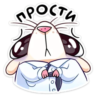 🥺 ПРОСТИ guinea pig, apology, sorry, cute, animal, rodent, formal, tie telegram sticker