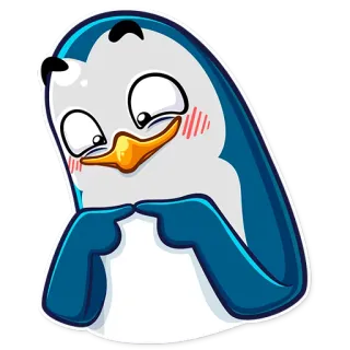 😊 pinguino, cartone animato, animale, carino, emoji whatsapp sticker