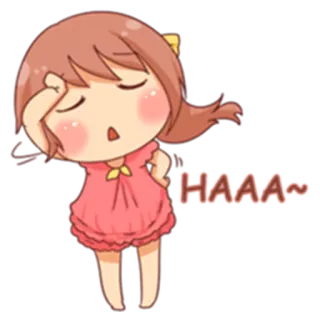 😩 HAAA~ アニメ, ちび, 可愛い, 女の子, 疲れた, 表情, 感嘆 telegram sticker