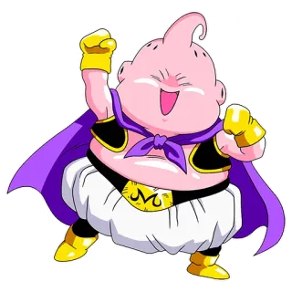 😄 Majin Buu Dragon Ball Z majin buu, dragon ball z, anime, personaje, pegatina, rosa, capa, dibujos animados whatsapp sticker