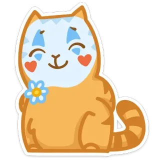 🌺 chat, autocollant, mignon, coeur, fleur, dessin animé telegram sticker