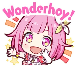 🤩 Wonderhoy! anime, cartoon, cute, character, pink hair, sparkly whatsapp sticker