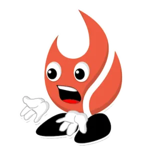 😦 flamme, dessin animé, feu, personnage, expression, illustration telegram sticker