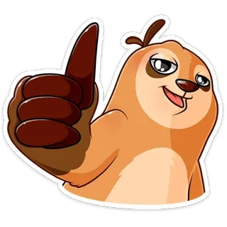 👍 sloth, thumbs up, approval, cute, animal, sticker telegram sticker