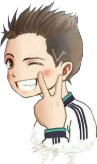 😉 dessin animé, jeunesse, garçon, joyeux, signe de paix whatsapp sticker