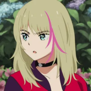🍒 Anime, Ragazza, Bionda, Capelli rosa, Personaggio, Girocollo telegram sticker