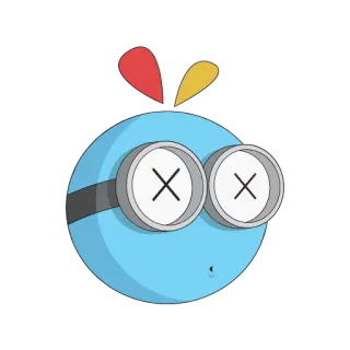 😵 cartone animato, adesivo, blu, personaggio, illustrazione telegram sticker