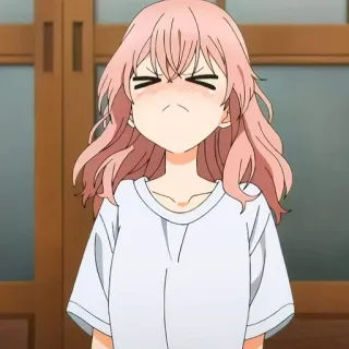 😣 Anime, Mädchen, Wütend, Süß, Pinke Haare, Unzufrieden telegram sticker