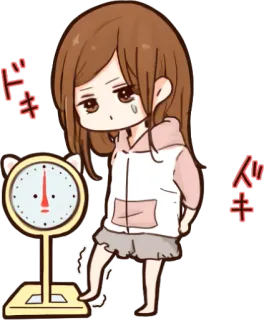 😒 ドキドキ animé, dessin animé, fille, balance, poids, triste telegram sticker