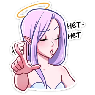 🙅‍♂️ нет-нет-нет ангел, нет, русский, жест, мультик, девушка telegram sticker